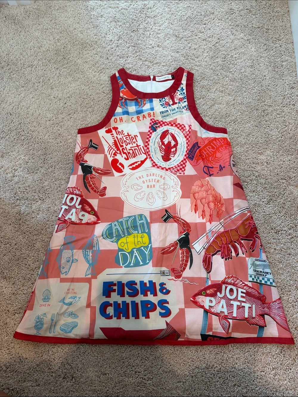 Women’s Sleeveless Maine Print Shift Dress - Red Pink